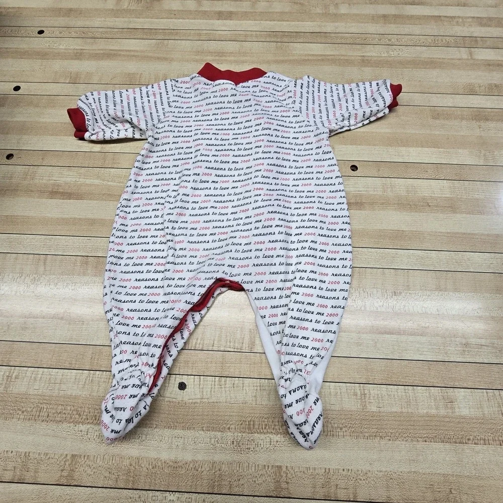Vintage Y2K Alexis 2000 Footed Sleeper Infant 3-6 Months‎ White Red Reasons To